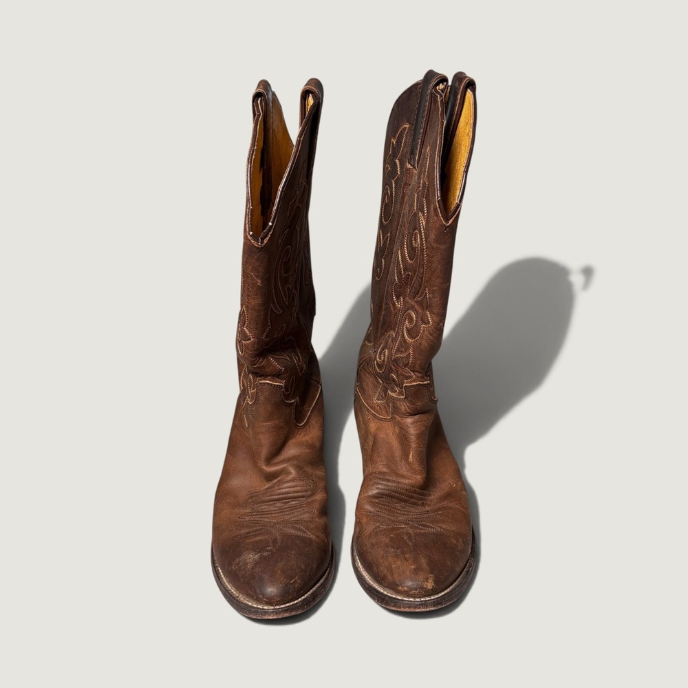 Justin 2253 Mens Brown Leather Western Cowboy Boots Pointed Toe Size 10 D